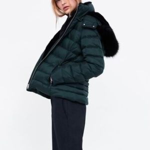 Nwt Zara Hooded Down Puffer Jacket 